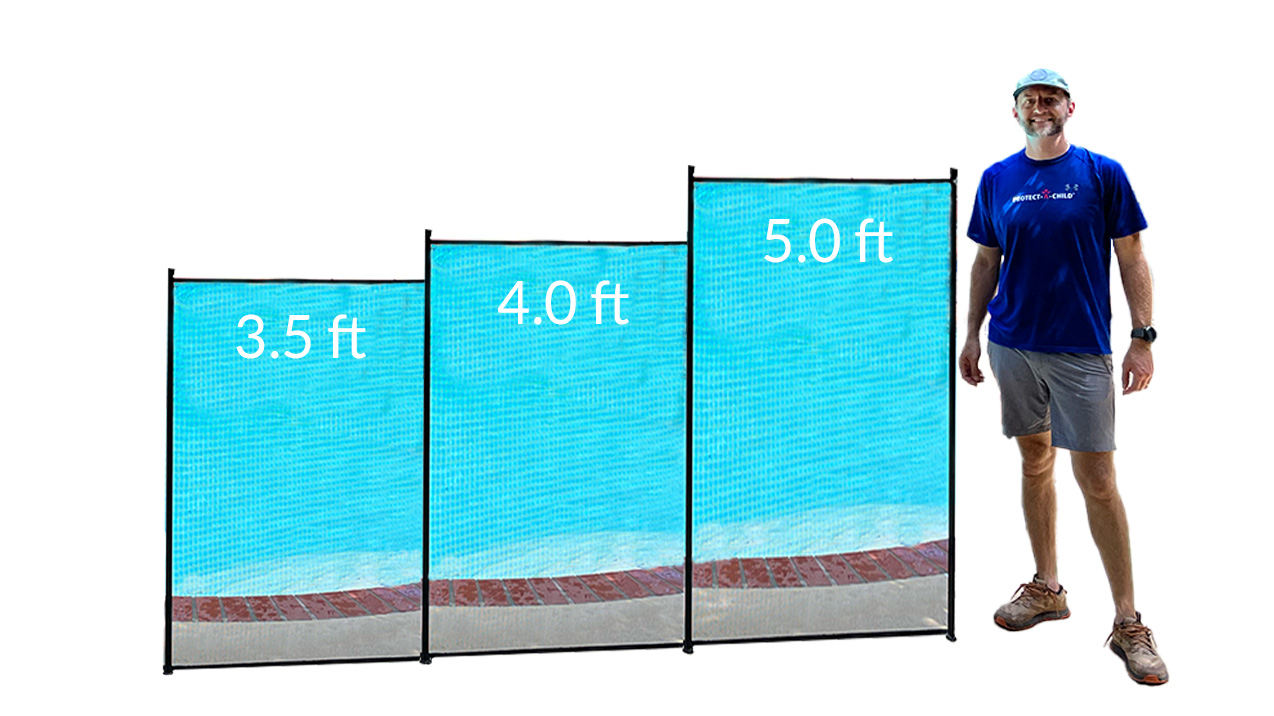 Pool fence with three heights. 3.5',4' and 5'
